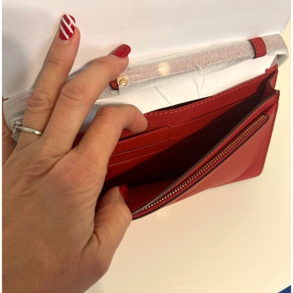 NWT Anna Foldover Clutch Crossbody Signature Canvas Leather Walnut Brown - Picture 9 of 11